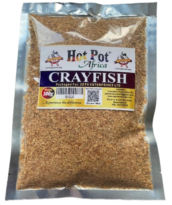 Hot Pot Africa Crayfish Seasoning for Cooking (100g) | Dried , Smoked, Ground & Tasty Blended Cray Fish