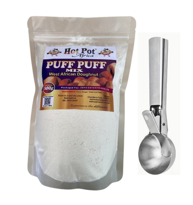 Hot Pot Africa Puff Puff Mix - Easy and Delicious West African Snack with a Scooping Spoon