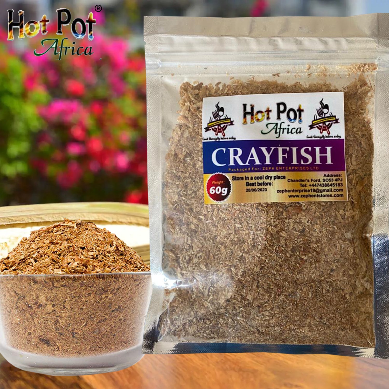 Hot Pot Africa Crayfish Seasoning for Cooking (100g) | Dried , Smoked, Ground & Tasty Blended Cray Fish