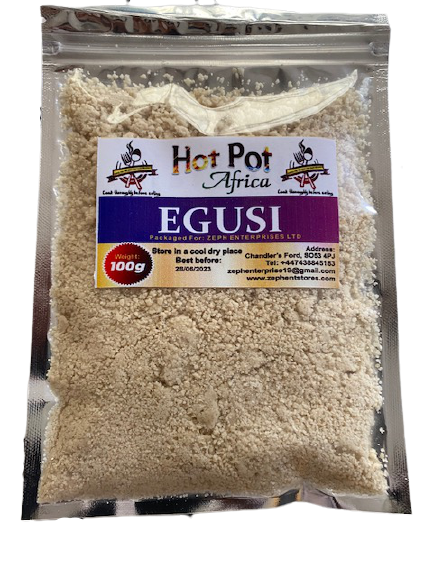 Hot Pot Africa Ground Egusi |Melon Seed - Tasty & Hand Peeled| 100g for soup, stew and African dishes, suitable for vegetarians.